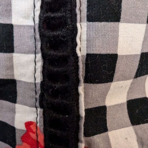 Gingham floral a line elastic band A-line midi cotton skirt size xs - Picture 5 of 5